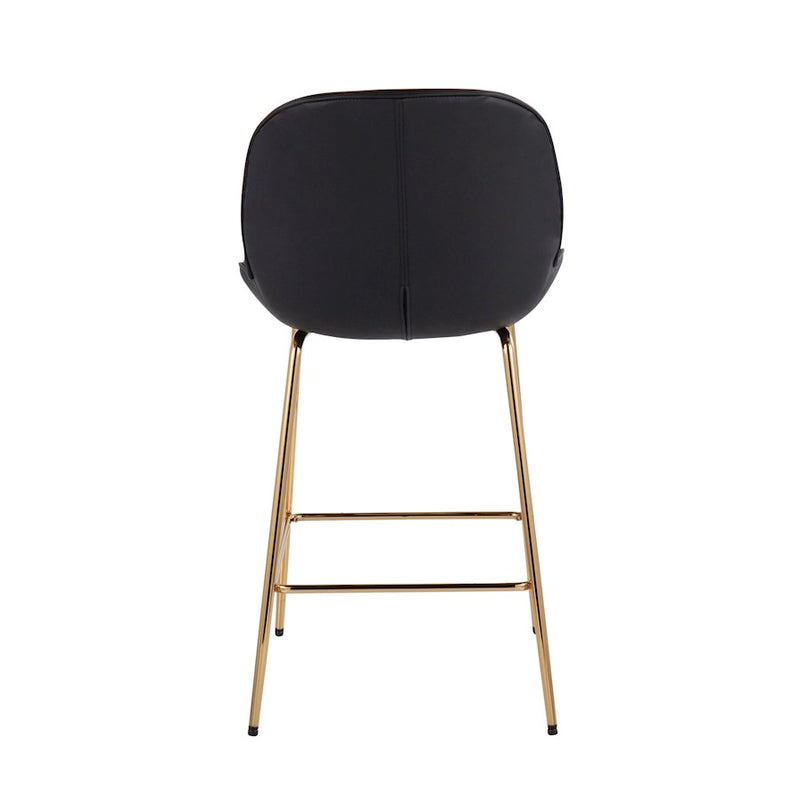 LumiSource Diva Counter Stool, Set of 2 in Gold Steel/Black PU