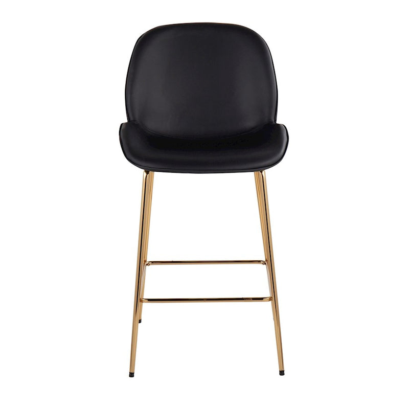 LumiSource Diva Counter Stool, Set of 2 in Gold Steel/Black PU