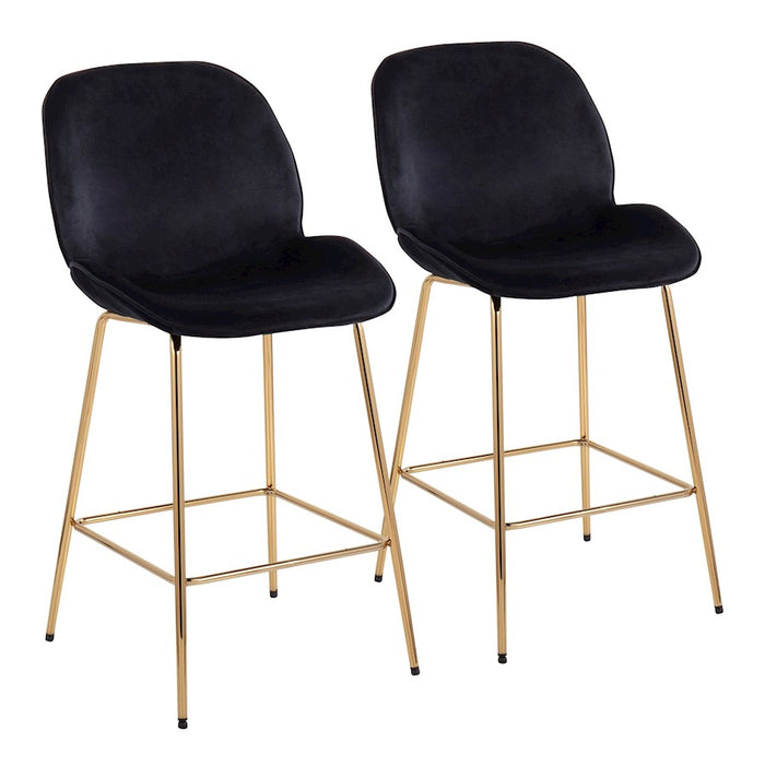 LumiSource Diva Counter Stool, Set of 2, Gold/Black - B26-DIVAAUVBK2