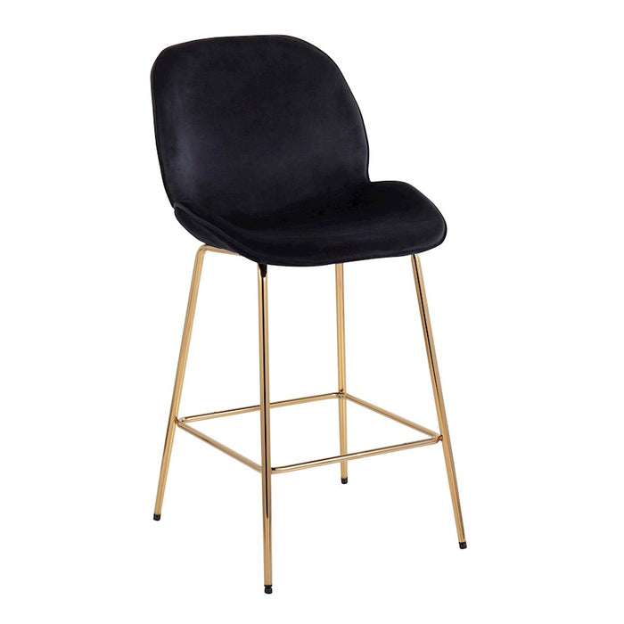 LumiSource Diva Counter Stool, Set of 2, Gold/Black