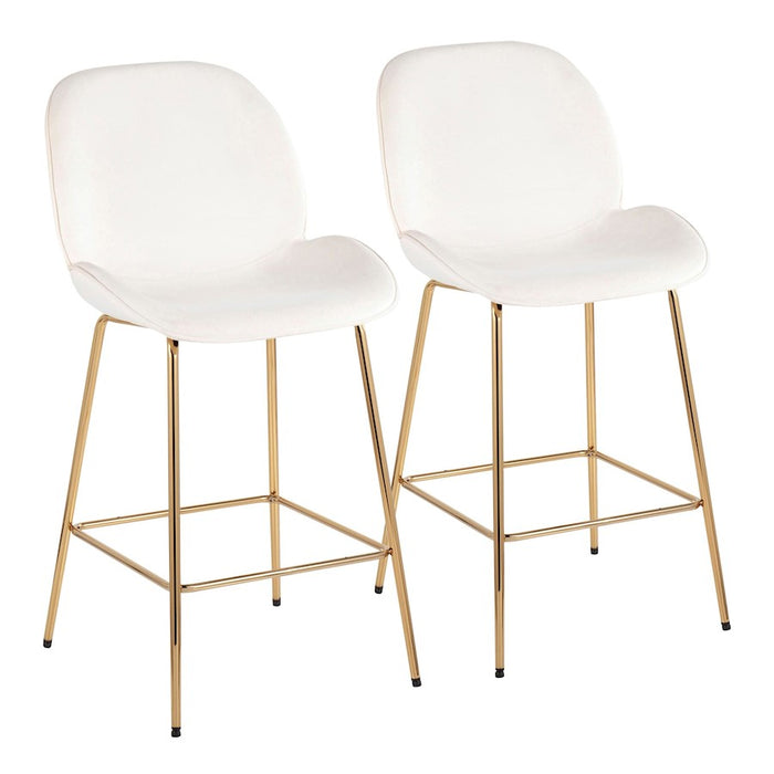 LumiSource Diva Counter Stool, Set of 2, Gold/Cream - B26-DIVAAUVCR2
