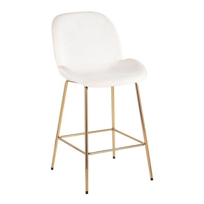 LumiSource Diva Counter Stool, Set of 2, Gold/Cream
