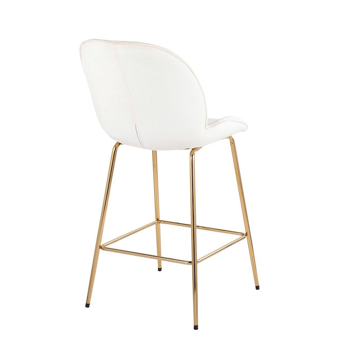 LumiSource Diva Counter Stool, Set of 2, Gold/Cream