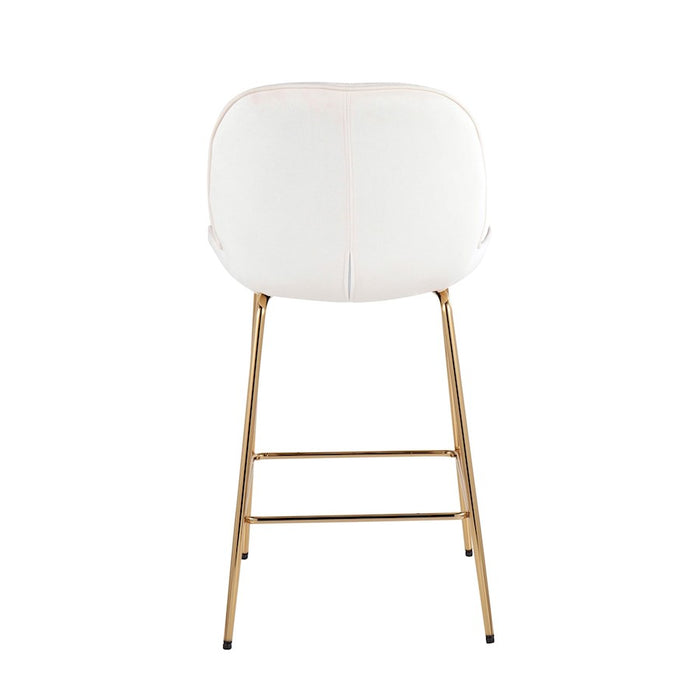 LumiSource Diva Counter Stool, Set of 2, Gold/Cream