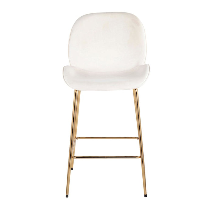 LumiSource Diva Counter Stool, Set of 2, Gold/Cream