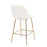 LumiSource Diva Counter Stool, Set of 2 in Gold Steel/White PU
