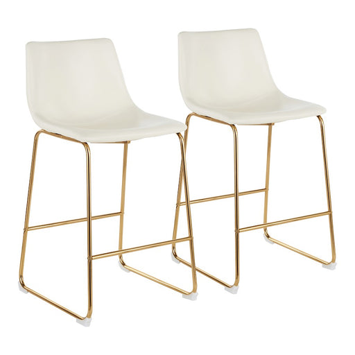 LumiSource Duke Counter Stool, Set of 2, Gold Metal
