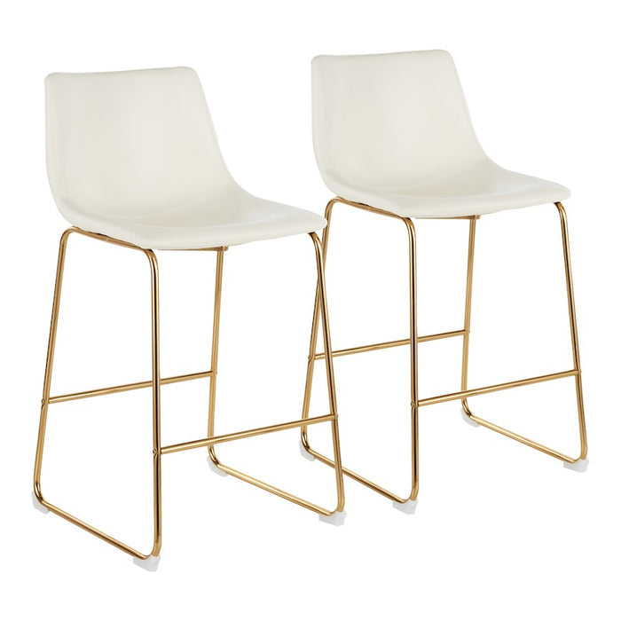 LumiSource Duke Counter Stool, Set of 2, Gold Metal