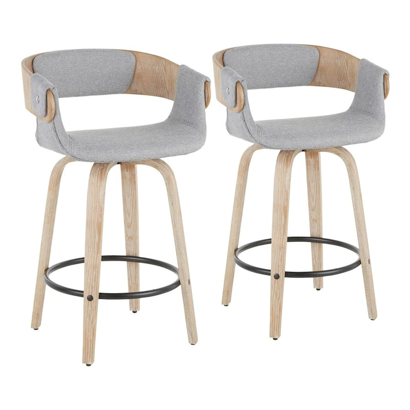 LumiSource Elisa Counter Stool, Set/2, White/Black/Grey - B26-ELISA2-SWVRWWGY2