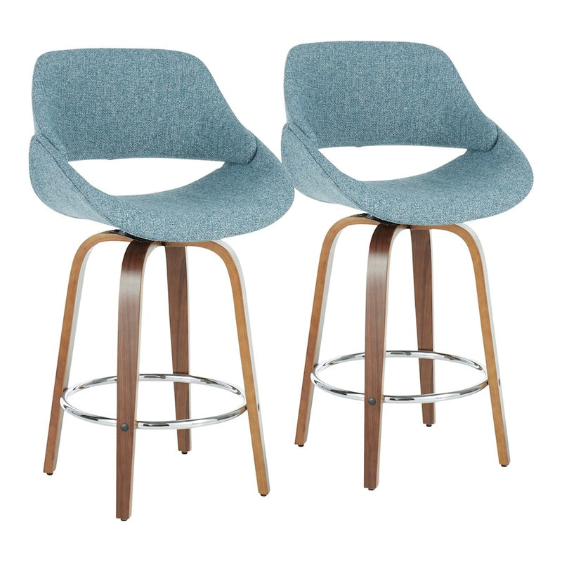 LumiSourceo Set of 2 Counter Stool, Walnut Wood