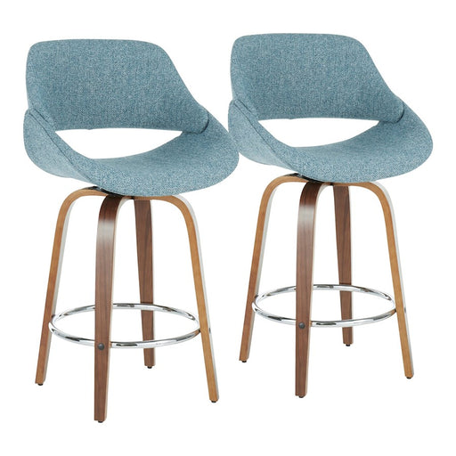 LumiSourceo Set of 2 Counter Stool, Walnut Wood