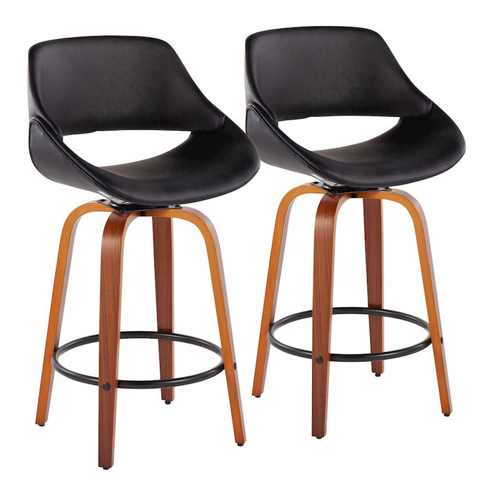 LumiSource Fabrico Counter Stool, Set/2, Walnut/BK/BK - B26-FBCOPU-SWVQ2WLBK2
