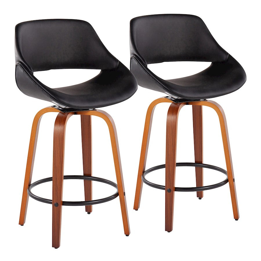 LumiSource Fabrico Counter Stool, Set/2, Walnut/BK/BK - B26-FBCOPU-SWVQ2WLBK2