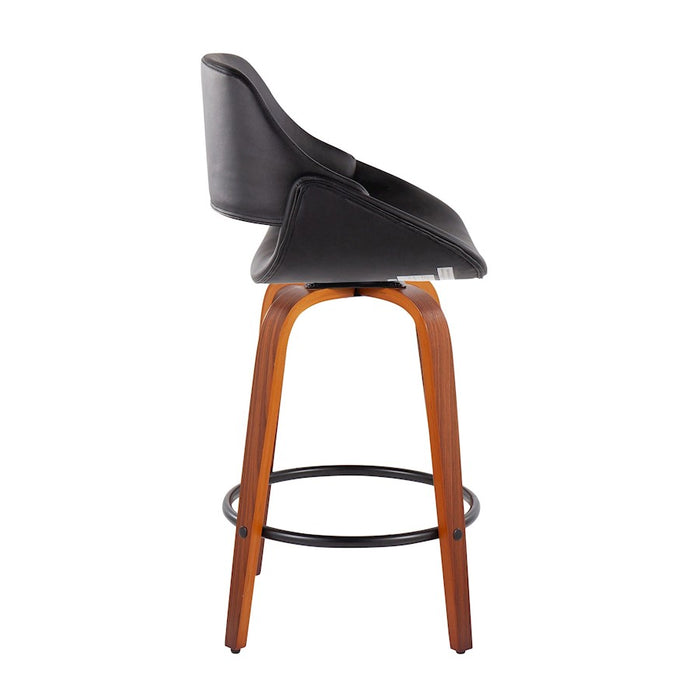 LumiSource Fabrico Counter Stool, Set of 2, Walnut/Black/Black