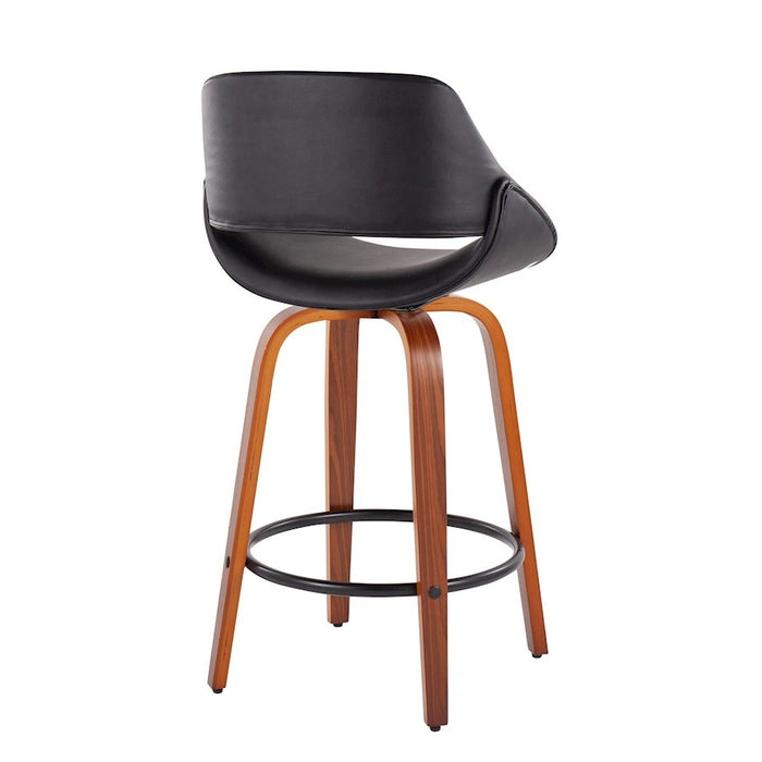 LumiSource Fabrico Counter Stool, Set of 2, Walnut/Black/Black
