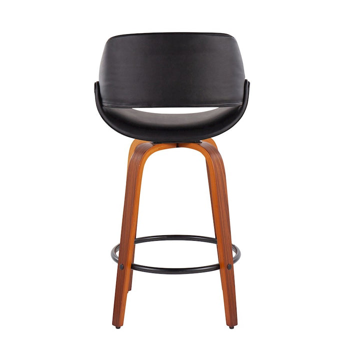 LumiSource Fabrico Counter Stool, Set of 2, Walnut/Black/Black