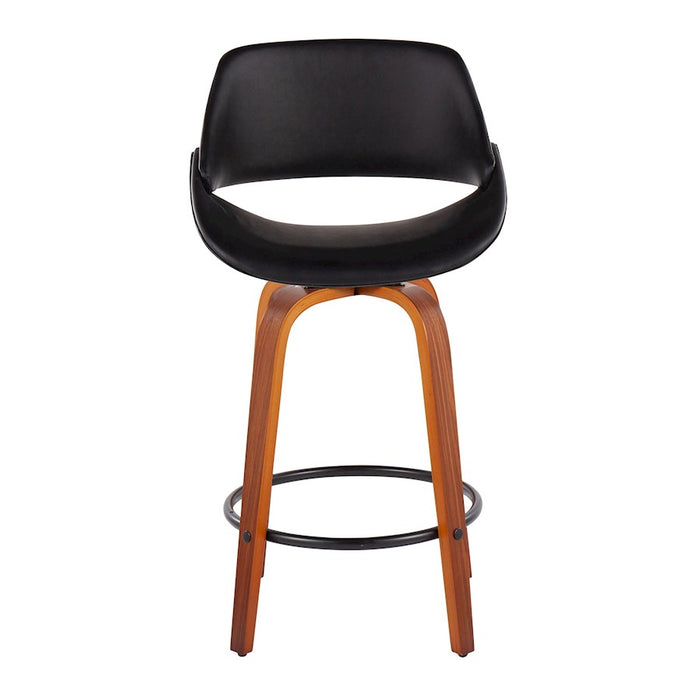LumiSource Fabrico Counter Stool, Set of 2, Walnut/Black/Black