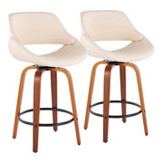 LumiSource Fabrico Counter Stool, Set/2, Walnut/Cream/BK - B26-FBCOPU-SWVQ2WLCR2