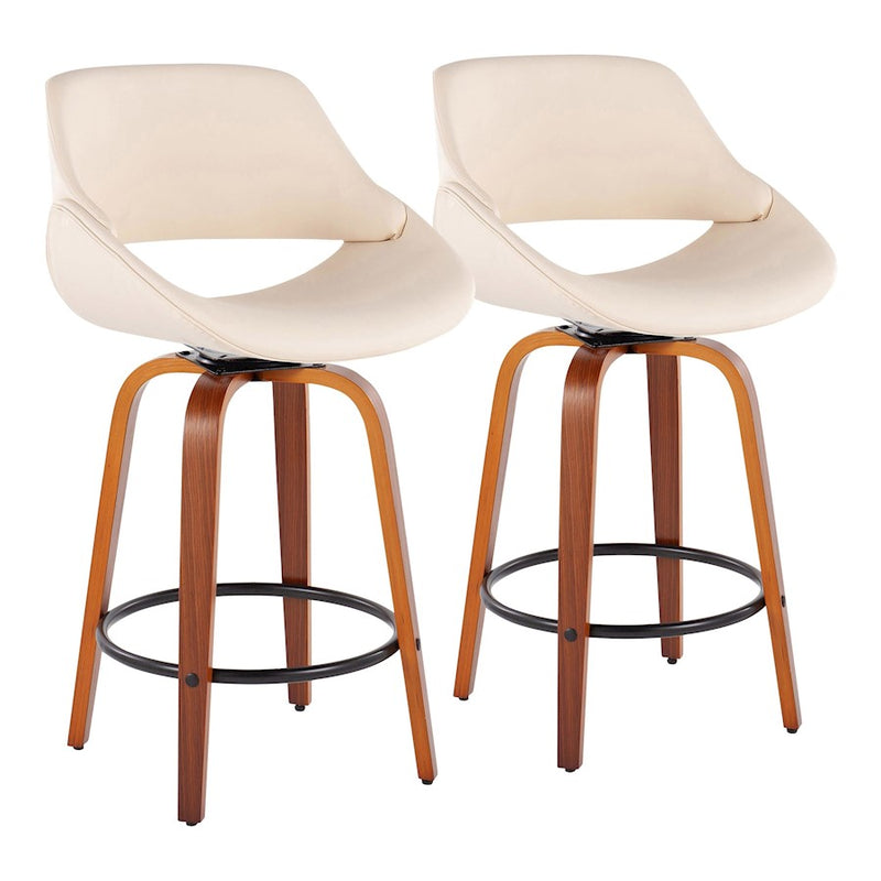 LumiSource Fabrico Counter Stool, Set/2, Walnut/Cream/BK - B26-FBCOPU-SWVQ2WLCR2
