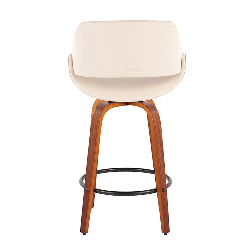 LumiSource Fabrico Counter Stool, Set of 2, Walnut/Cream/Black