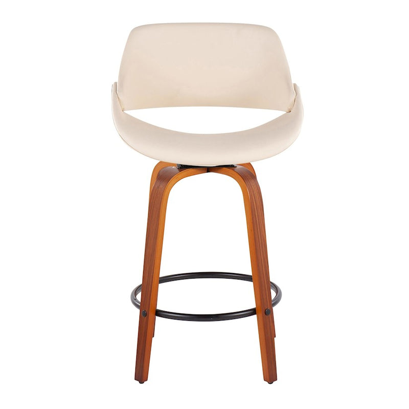 LumiSource Fabrico Counter Stool, Set of 2, Walnut/Cream/Black