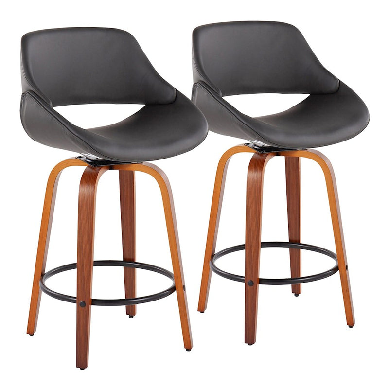 LumiSource Fabrico Counter Stool, Set/2, Walnut/GY/Black - B26-FBCOPU-SWVQ2WLGY2