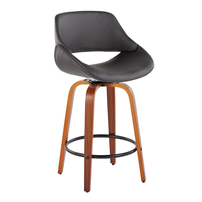 LumiSource Fabrico Counter Stool, Set of 2, Walnut/GY/Black