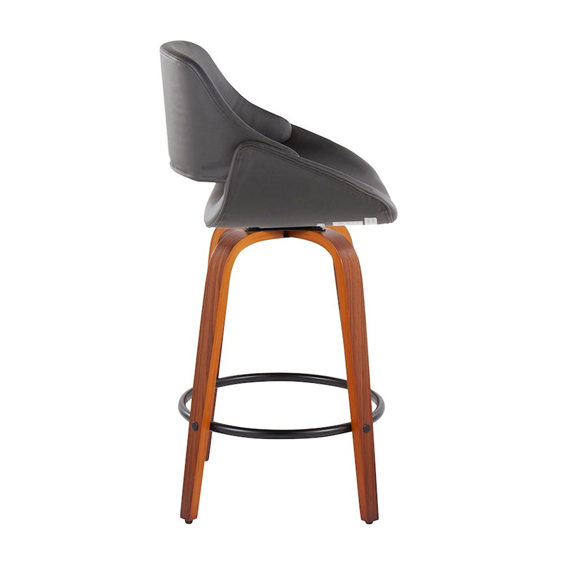 LumiSource Fabrico Counter Stool, Set of 2, Walnut/GY/Black