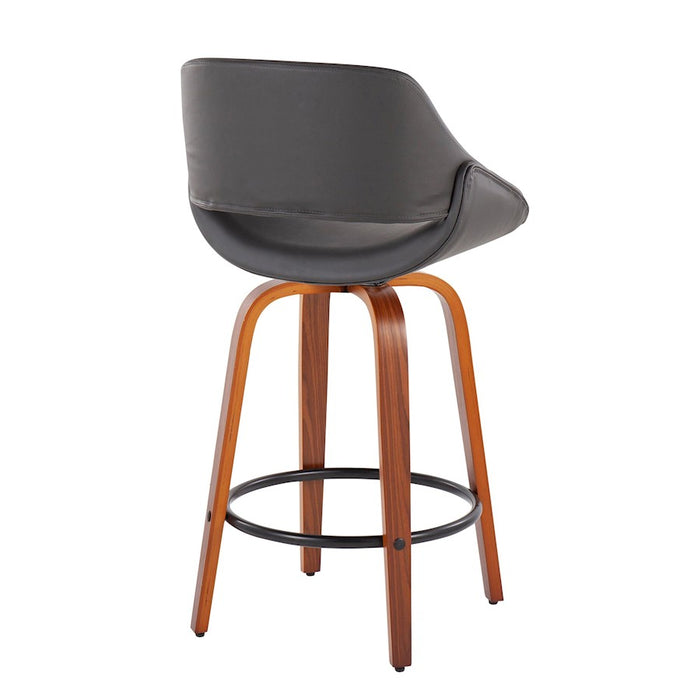 LumiSource Fabrico Counter Stool, Set of 2, Walnut/GY/Black