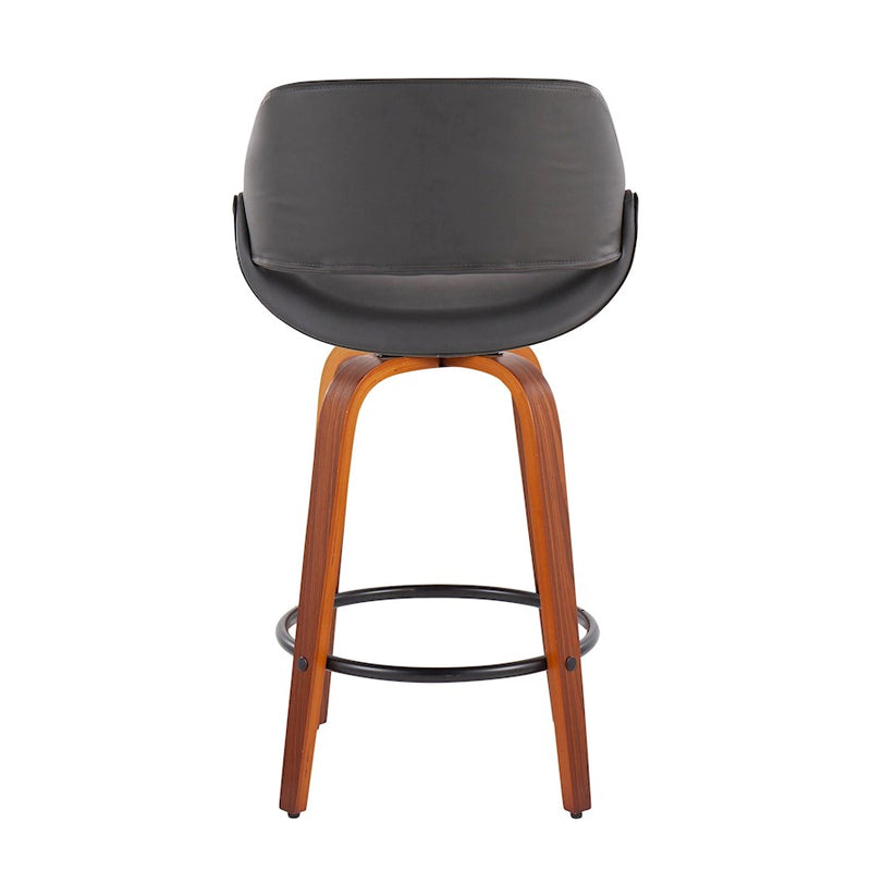 LumiSource Fabrico Counter Stool, Set of 2, Walnut/GY/Black