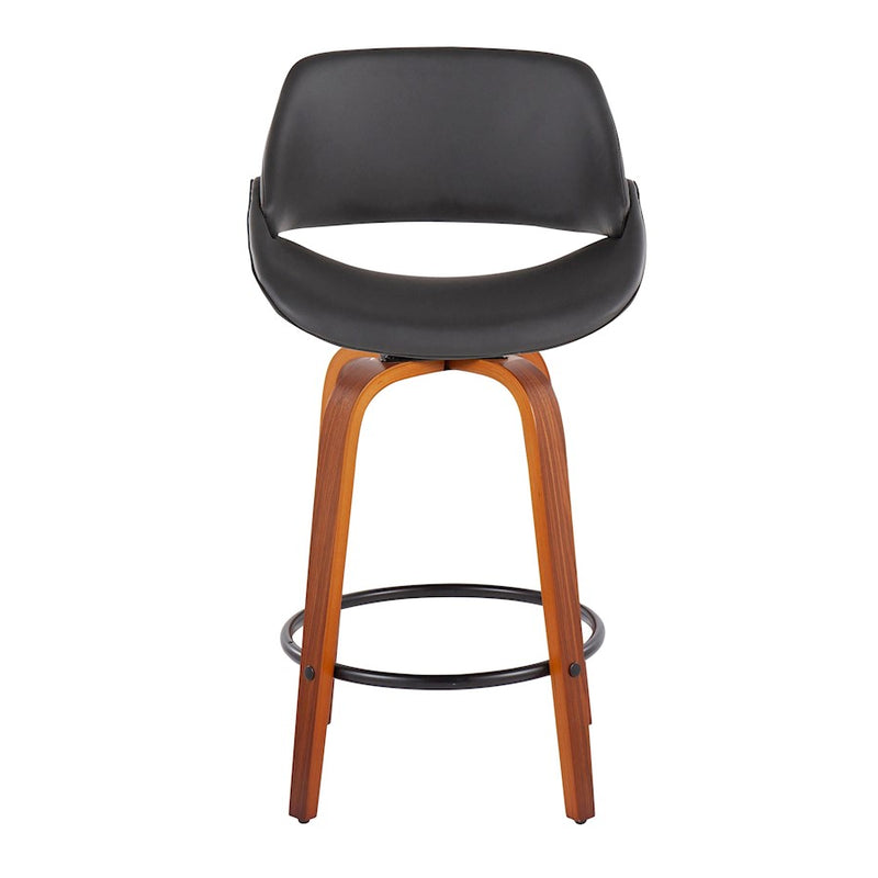 LumiSource Fabrico Counter Stool, Set of 2, Walnut/GY/Black