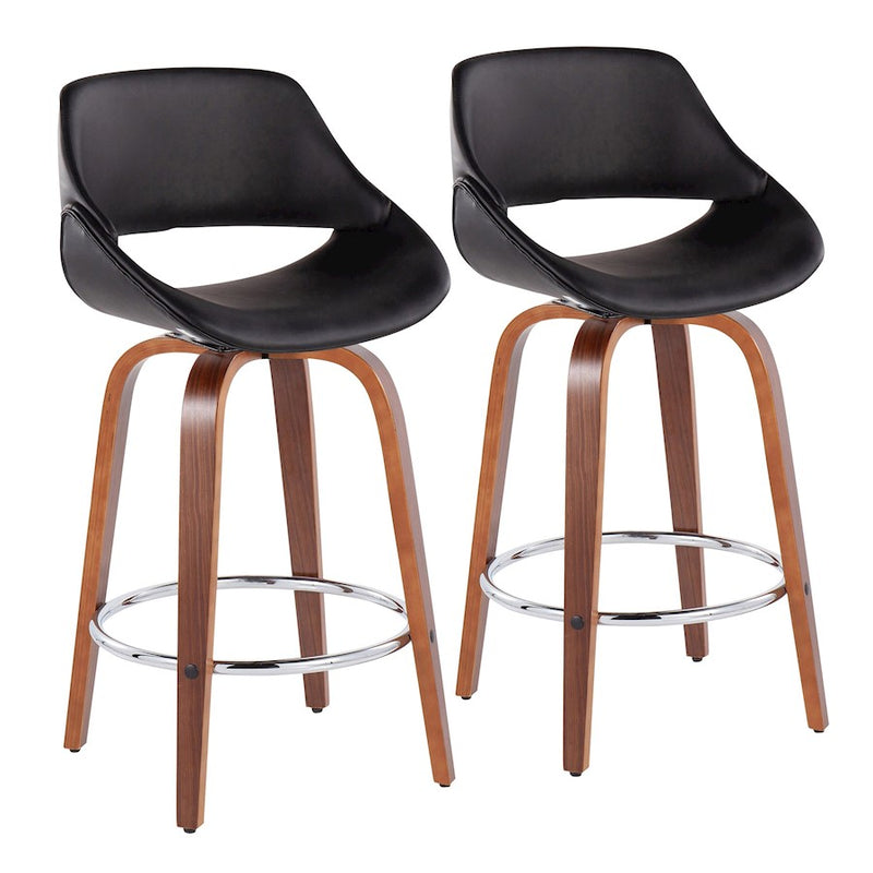LumiSource Fabrico Counter Stool, Set/2, Walnut/Black/CH - B26-FBCOPU-SWVR2WLBK2