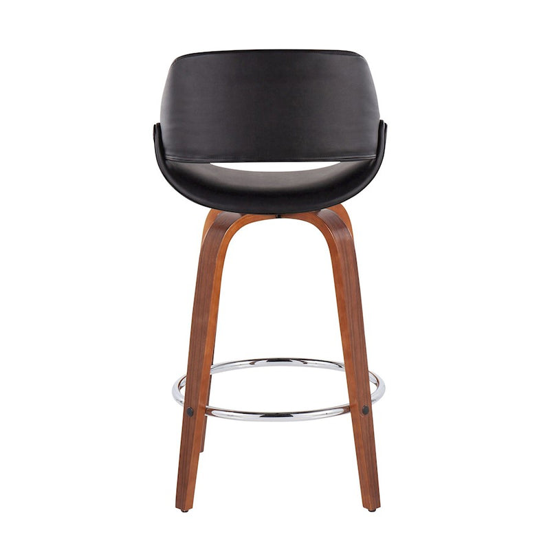 LumiSource Fabrico Counter Stool, Set of 2, Walnut/Black/Chrome