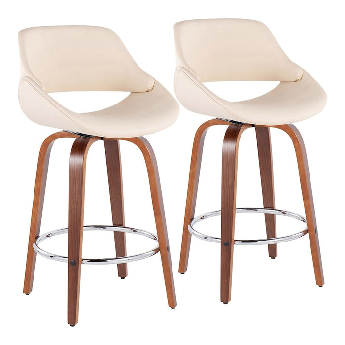 LumiSource Fabrico Counter Stool, Set/2, Walnut/Cream/CH - B26-FBCOPU-SWVR2WLCR2