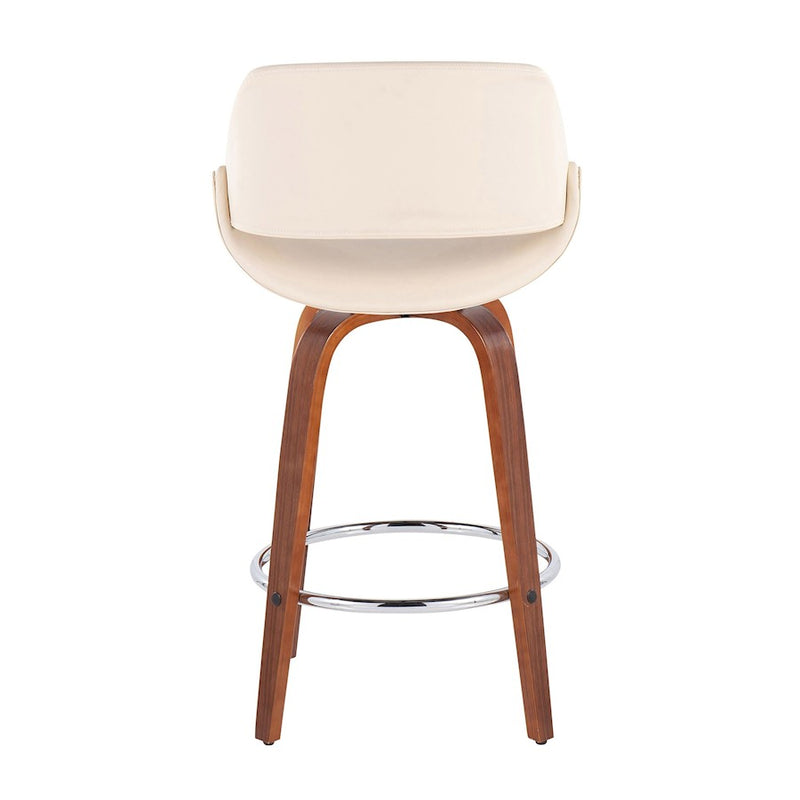 LumiSource Fabrico Counter Stool, Set of 2, Walnut/Cream/Chrome