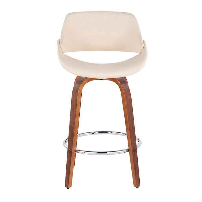 LumiSource Fabrico Counter Stool, Set of 2, Walnut/Cream/Chrome