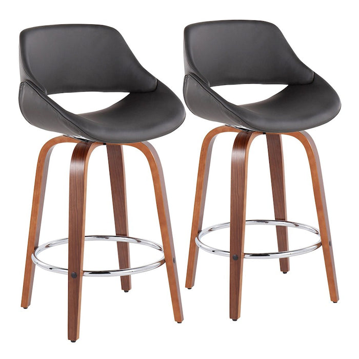 LumiSource Fabrico Counter Stool, Set/2, Walnut/GY/CH - B26-FBCOPU-SWVR2WLGY2