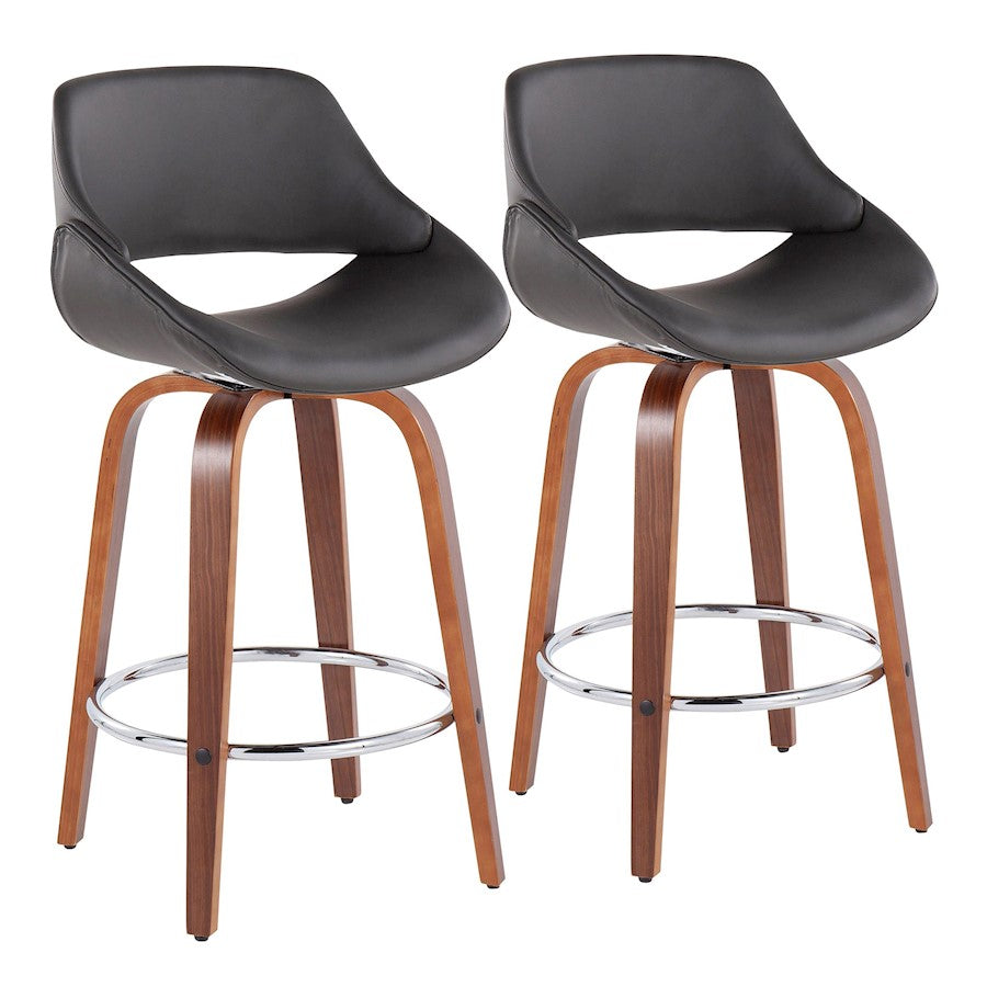 LumiSource Fabrico Counter Stool, Set/2, Walnut/GY/CH - B26-FBCOPU-SWVR2WLGY2