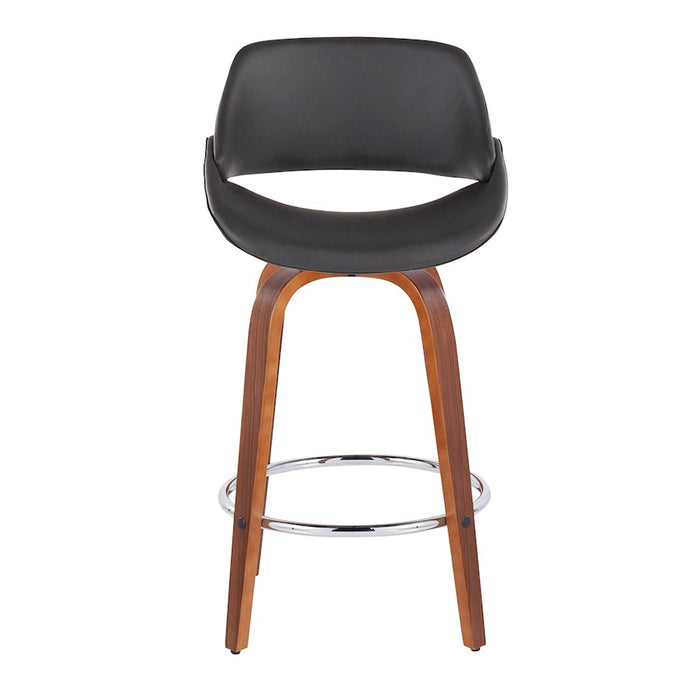 LumiSource Fabrico Counter Stool, Set of 2, Walnut/GY/Chrome