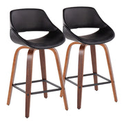LumiSource Fabrico Counter Stool, Set/2, Walnut/BK/BK VX - B26-FBCOPU-SWVX2WLBK2