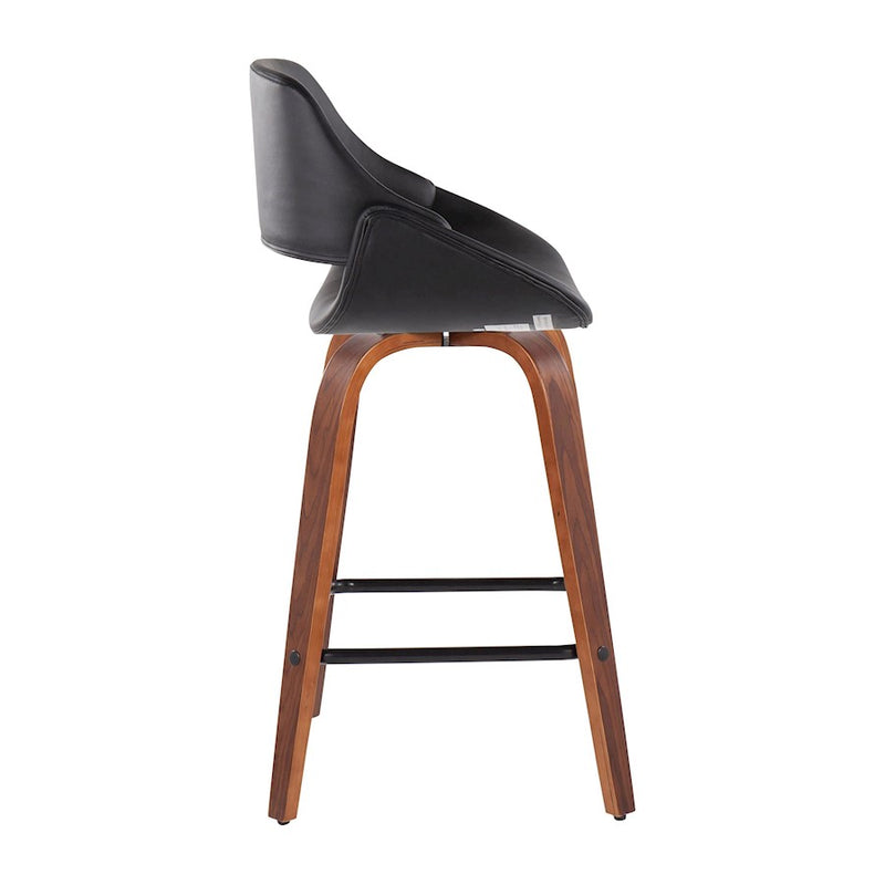 LumiSource Fabrico Counter Stool, Set of 2, Walnut/Black/Black VX
