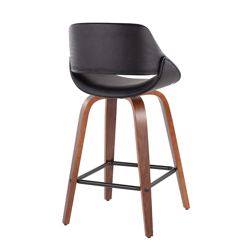 LumiSource Fabrico Counter Stool, Set of 2, Walnut/Black/Black VX