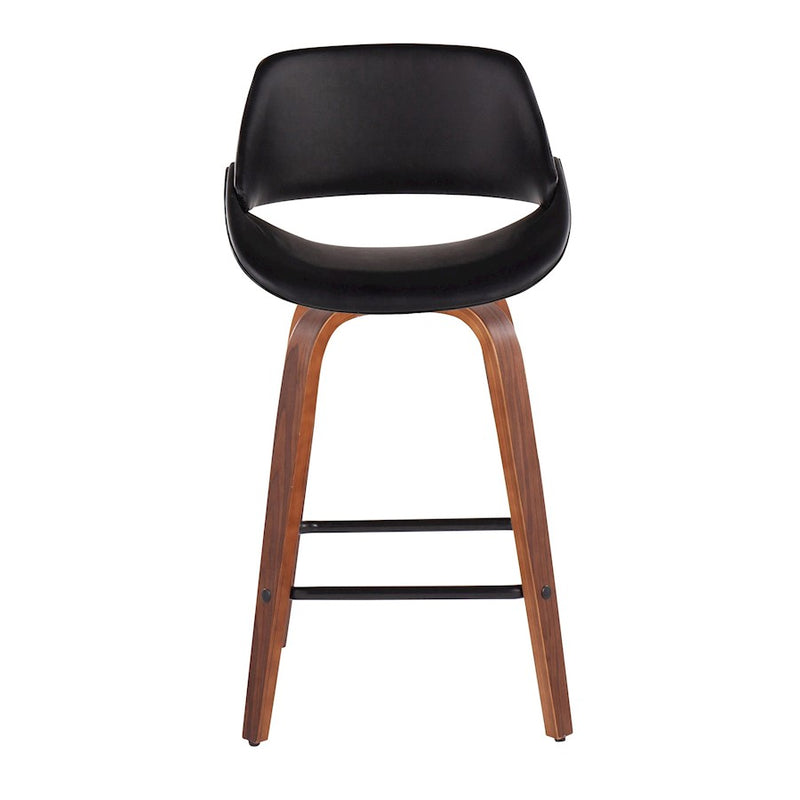 LumiSource Fabrico Counter Stool, Set of 2, Walnut/Black/Black VX