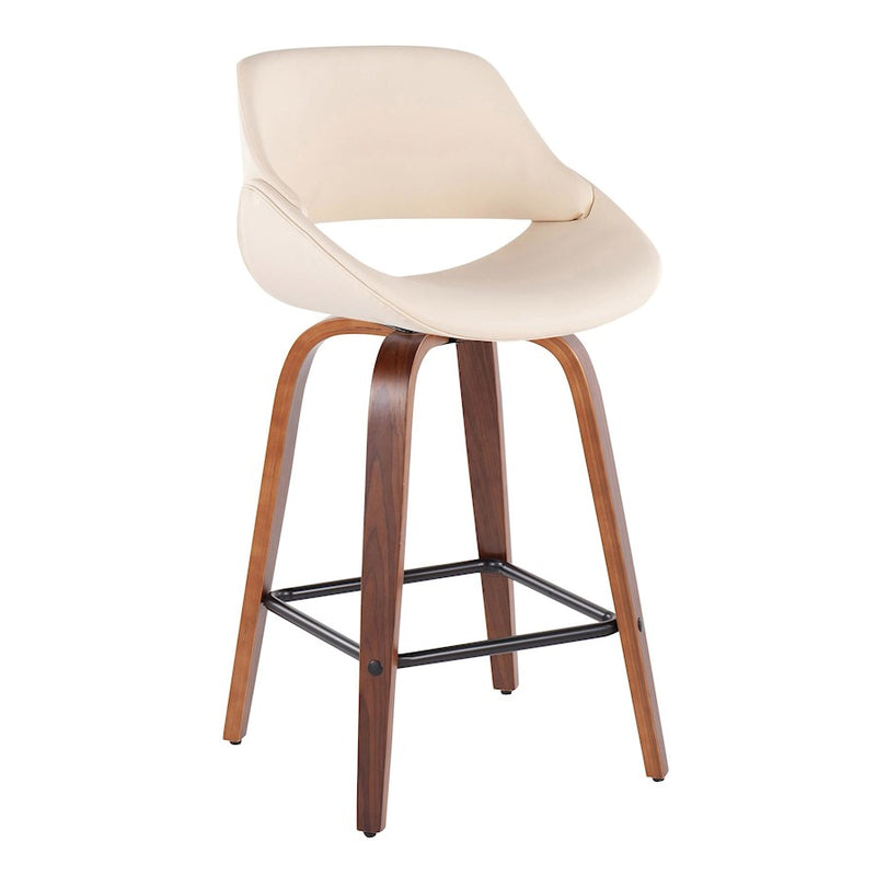 LumiSource Fabrico Counter Stool, Set of 2, Wal/Cream/Black VX