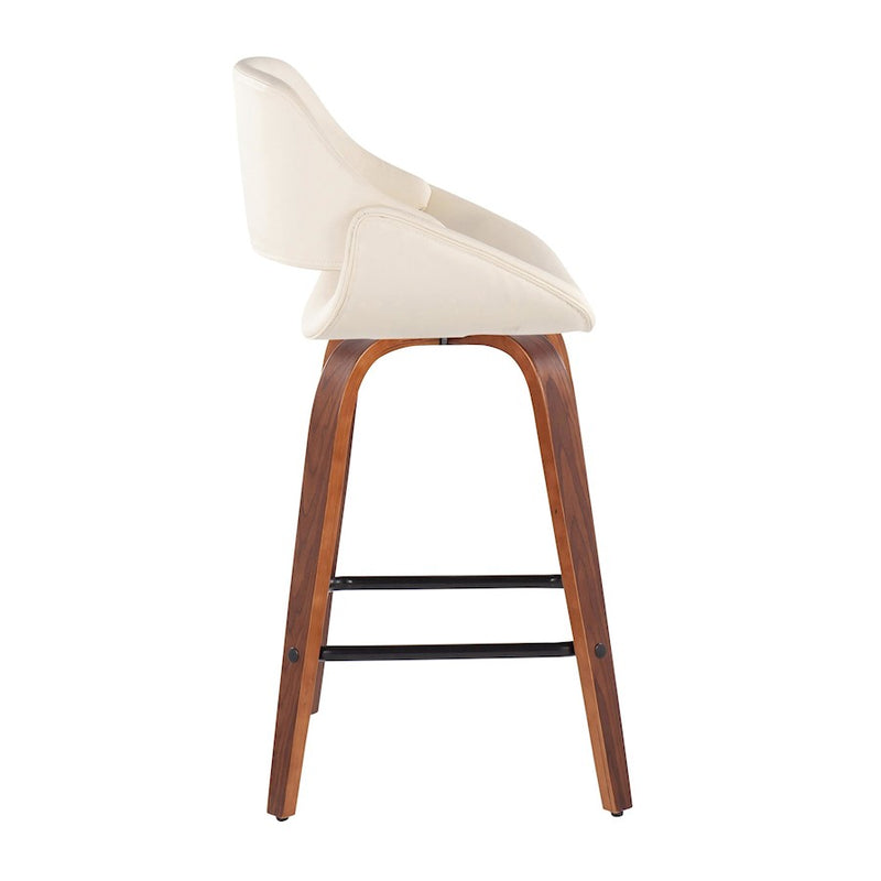 LumiSource Fabrico Counter Stool, Set of 2, Wal/Cream/Black VX