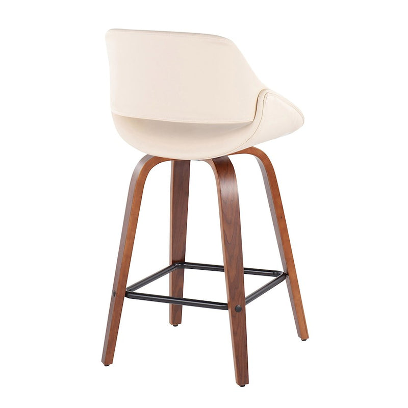 LumiSource Fabrico Counter Stool, Set of 2, Wal/Cream/Black VX