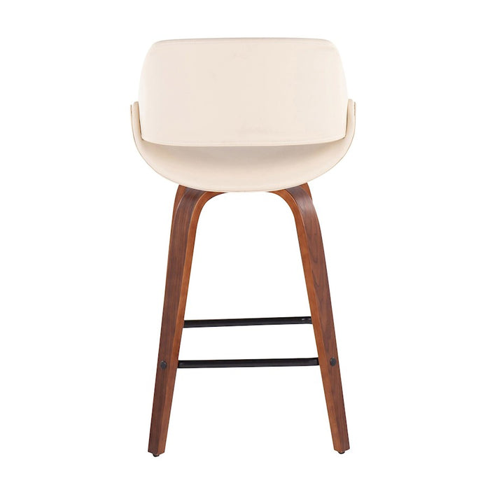 LumiSource Fabrico Counter Stool, Set of 2, Wal/Cream/Black VX