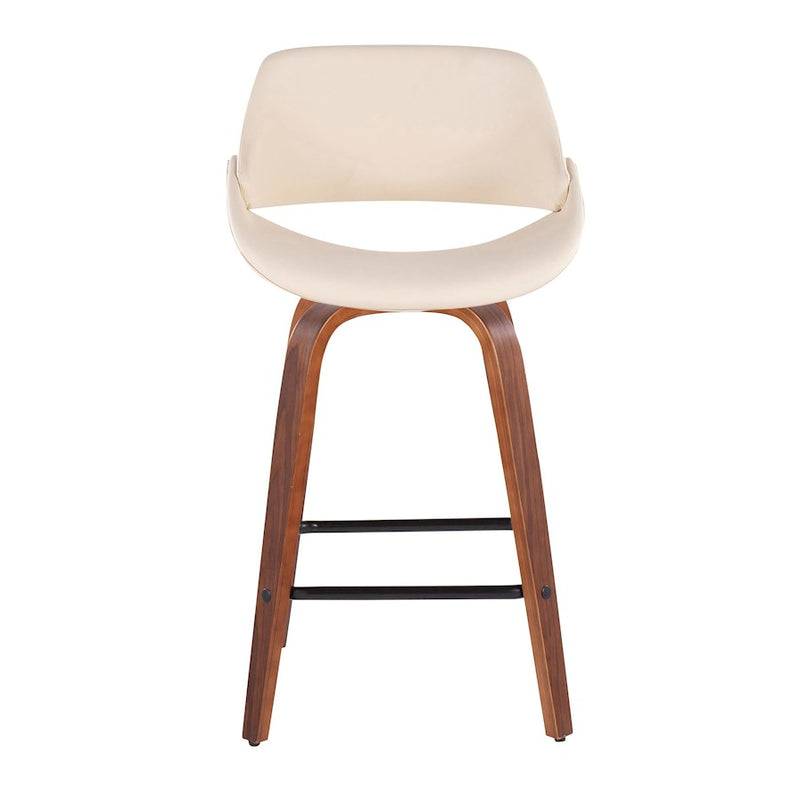 LumiSource Fabrico Counter Stool, Set of 2, Wal/Cream/Black VX