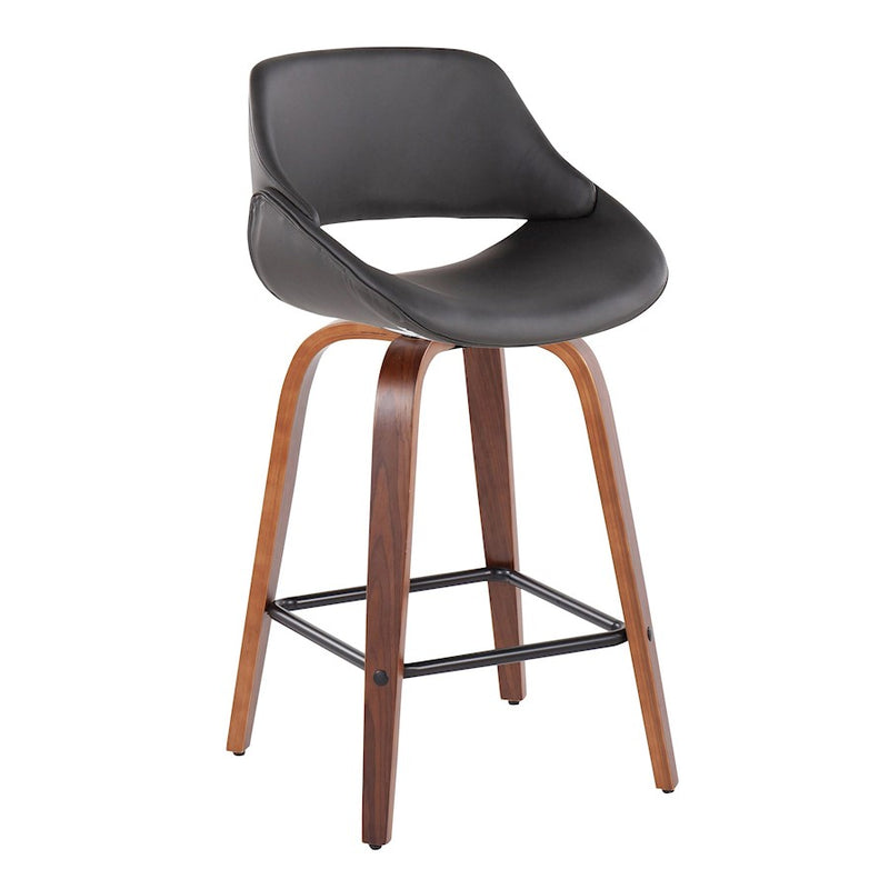 LumiSource Fabrico Counter Stool, Set of 2, Walnut/GY/Black VX