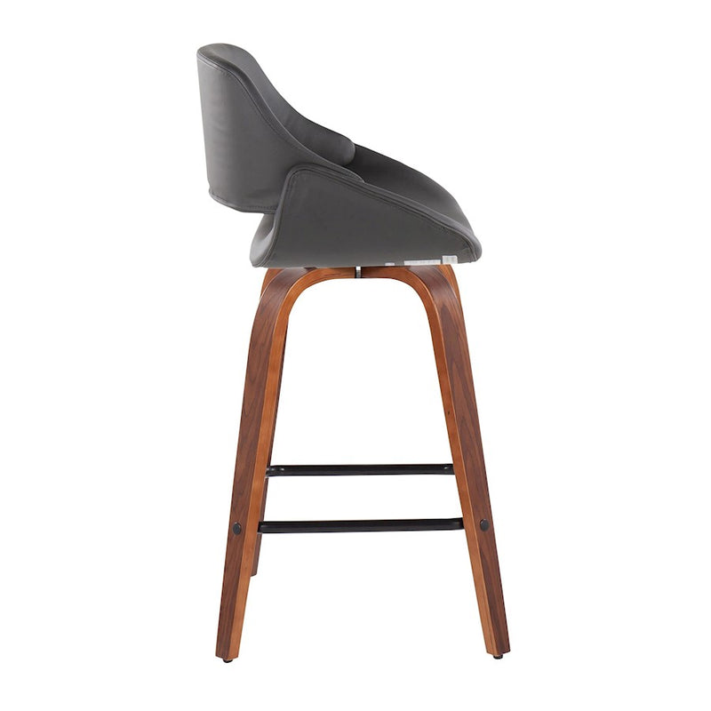 LumiSource Fabrico Counter Stool, Set of 2, Walnut/GY/Black VX